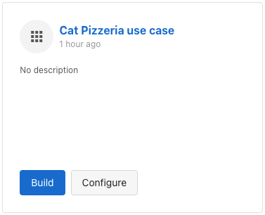 Vibe project card with Build and Configure buttons