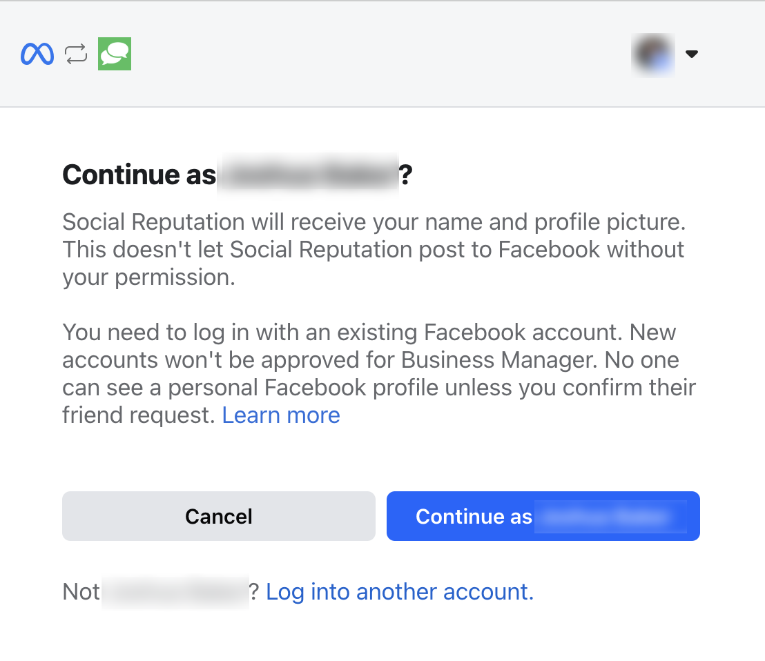 Continue as your name
