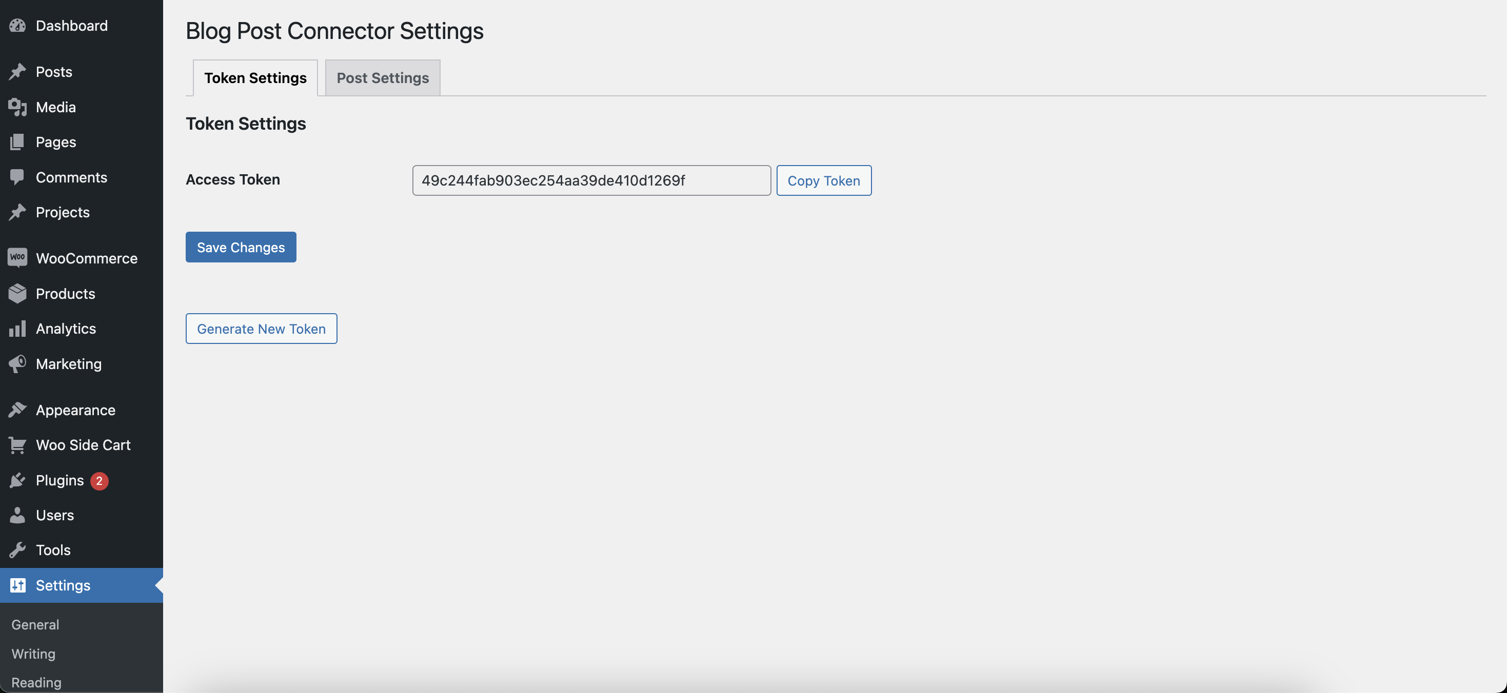 WordPress access token