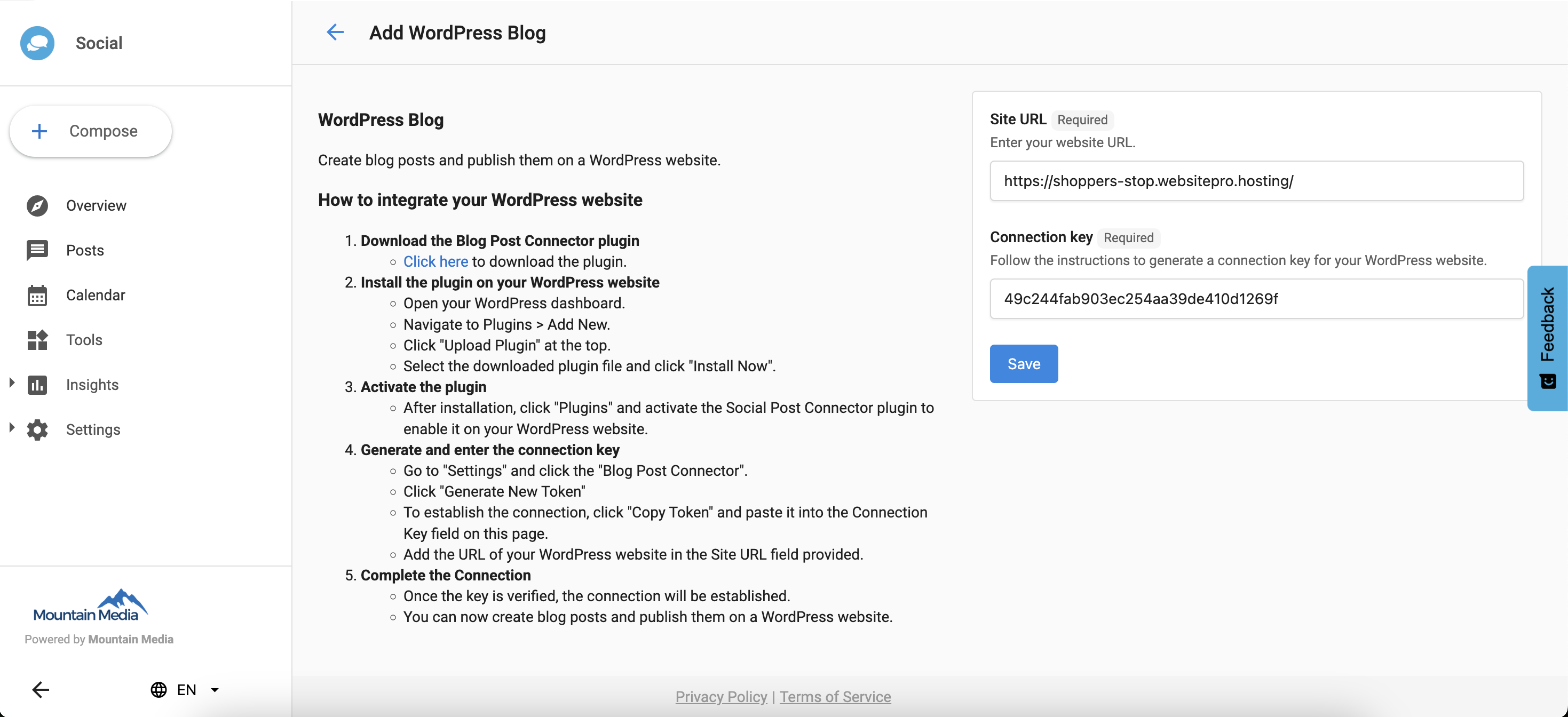 WordPress copy access token