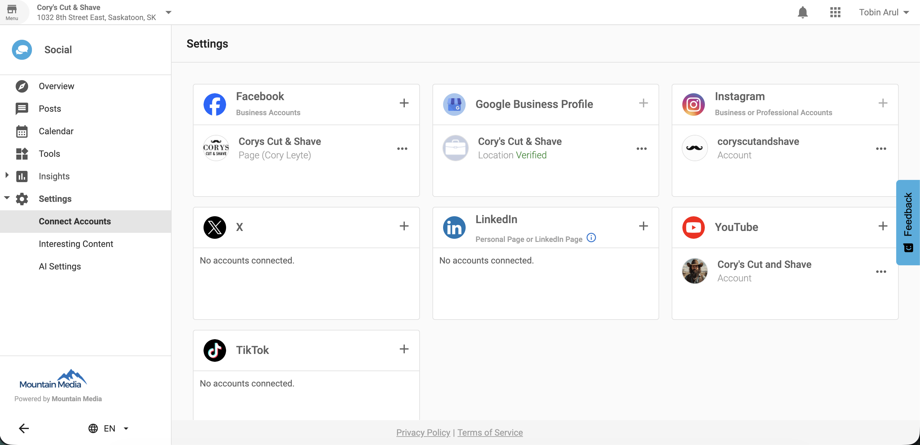 YouTube Connection Settings